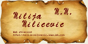 Milija Milićević vizit kartica